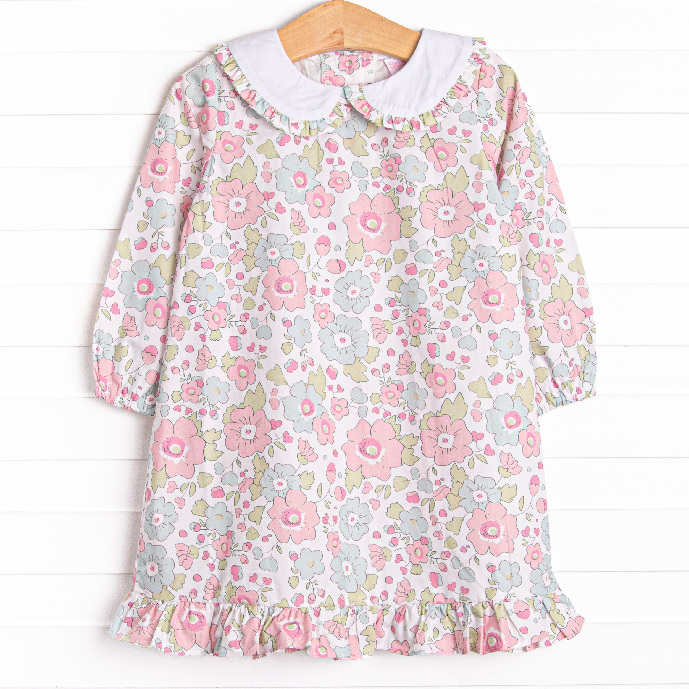 Girl's Fuchsia Flowers Dress in Green size 2T | Stitchy Fish Girl's Fuchsia Flowers Dress in Green size 2T | Stitchy Fish