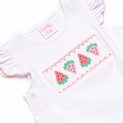 Scalloped Slices Smocked Ruffle Short Set, Pink