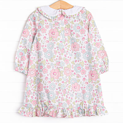 Fuchsia Flowers Dress, Green
