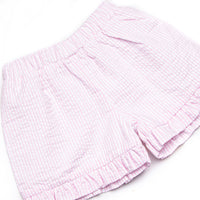 Scalloped Slices Smocked Ruffle Short Set, Pink