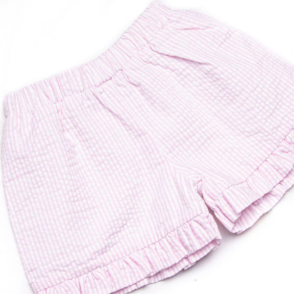 Scalloped Slices Smocked Ruffle Short Set, Pink