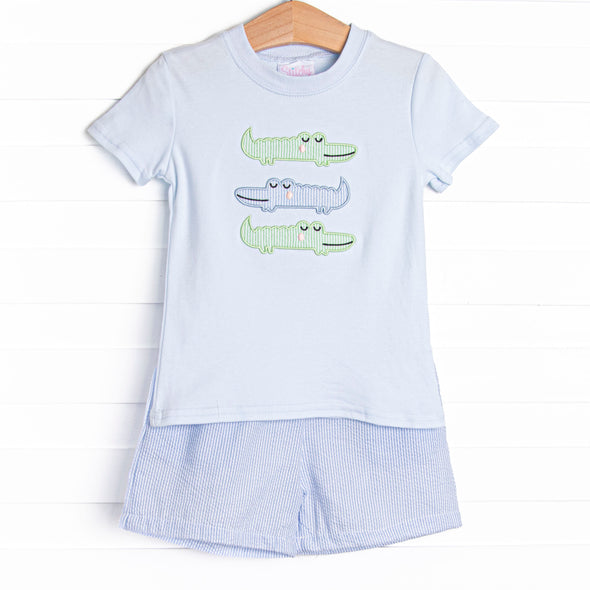 Dundee Dude Applique Short Set, Blue