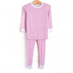Ribbon Rows Bamboo Pajama Set, Pink