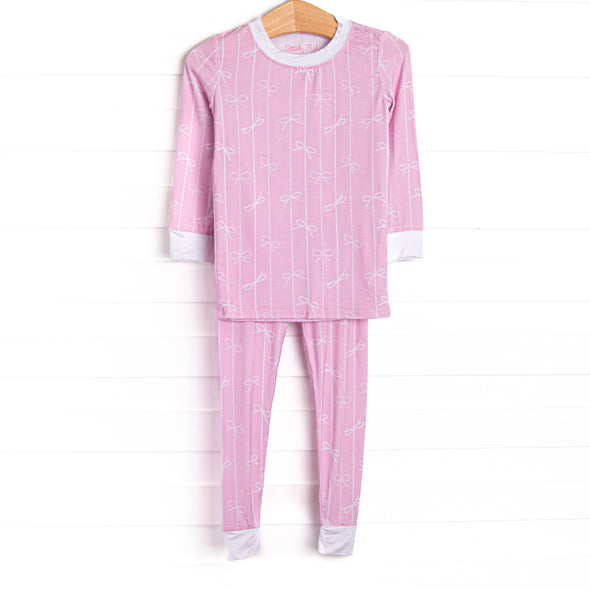 Ribbon Rows Bamboo Pajama Set, Pink