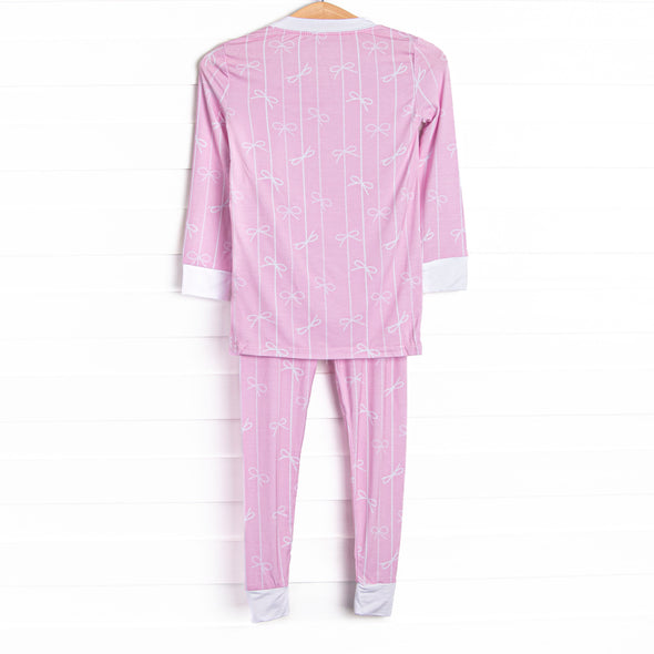 Ribbon Rows Bamboo Pajama Set, Pink