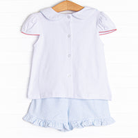 Pick of the Picnic Ruffle Short Set, Blue