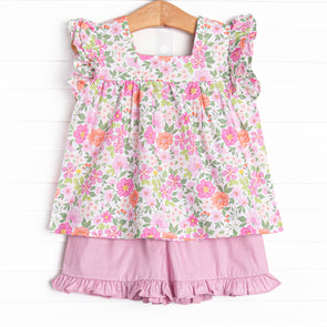 Fields of Fuchsia Ruffle Short Set, Purple