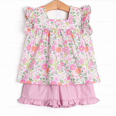 Fields of Fuchsia Ruffle Short Set, Purple