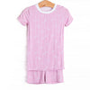 Ribbon Rows Bamboo Pajama Short Set, Pink