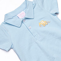 Work Zone Embroidered Polo Short Set, Blue