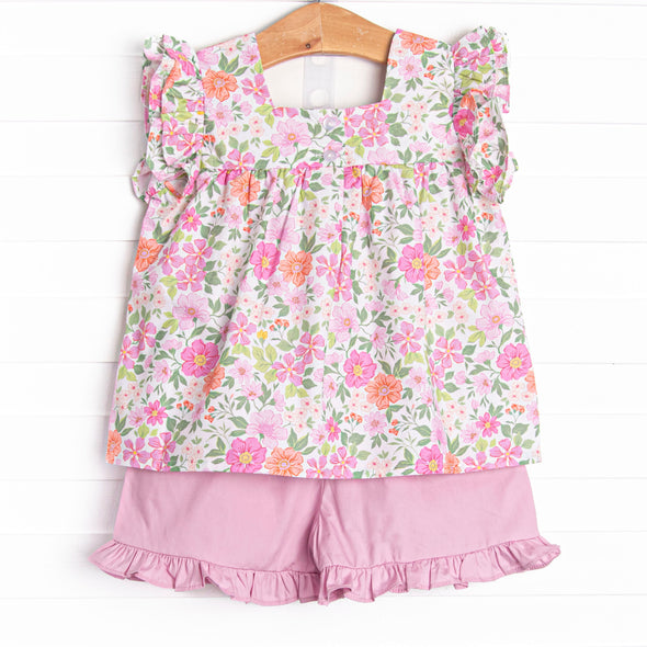 Fields of Fuchsia Ruffle Short Set, Purple