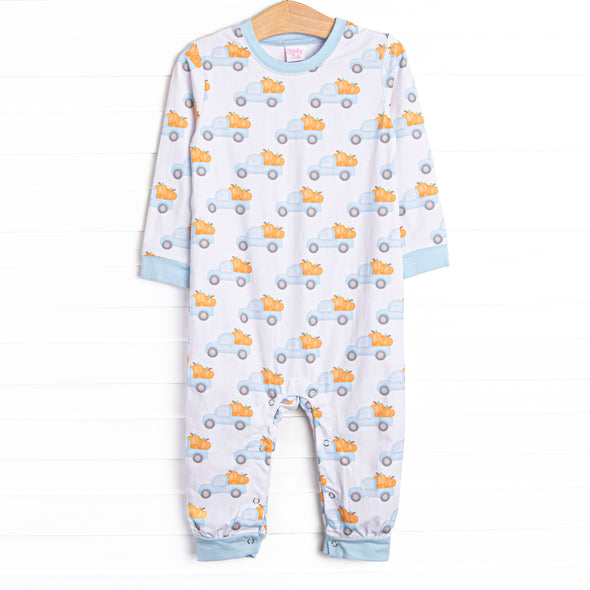 Pumpkin Pickup Romper, Blue