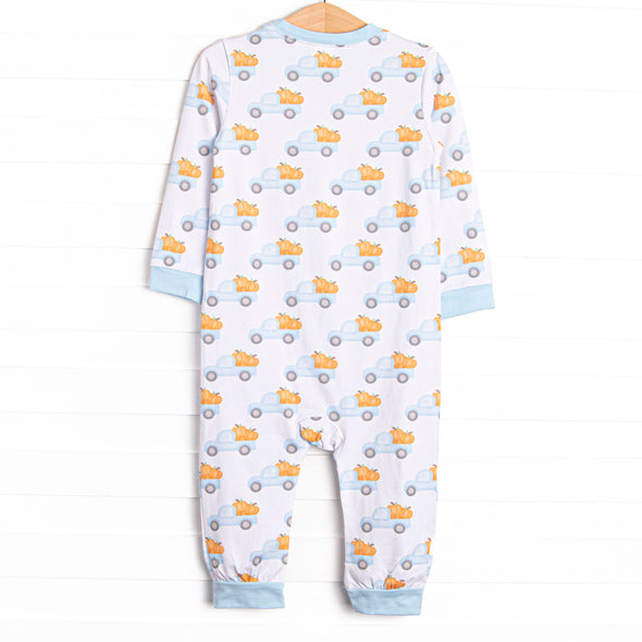 Pumpkin Pickup Romper, Blue