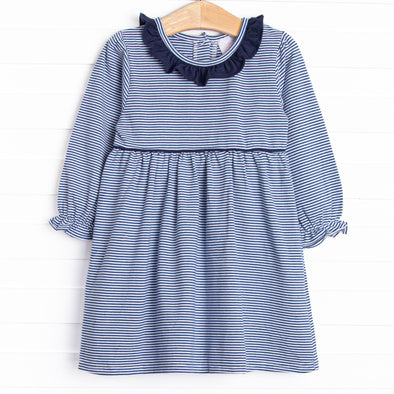 Berkley Long Sleeve Dress, Navy Stripe