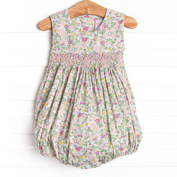 Properly Pleated Petals Smocked Bubble, Pink