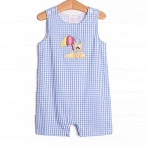 Corgi on the Coast Applique Jon Jon, Blue