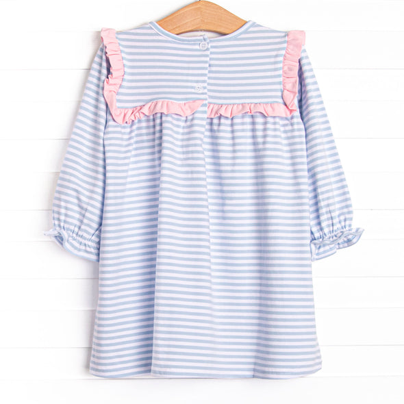 Bonnie Dress, Pink and Light Blue Stripe