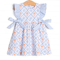 Blue Sea Stinger Side Tie Dress, Blue