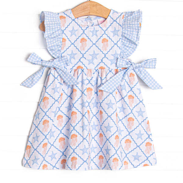 Blue Sea Stinger Side Tie Dress, Blue