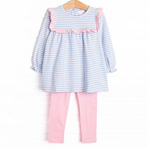 Bonnie Legging Set, Pink and Light Blue Stripe