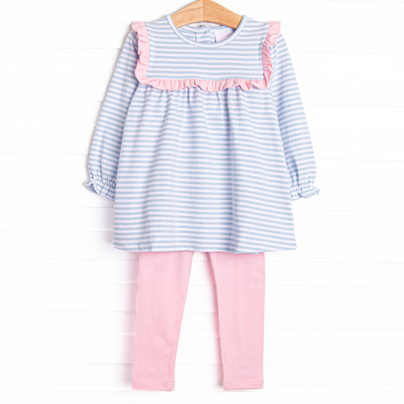 Bonnie Legging Set, Pink and Light Blue Stripe