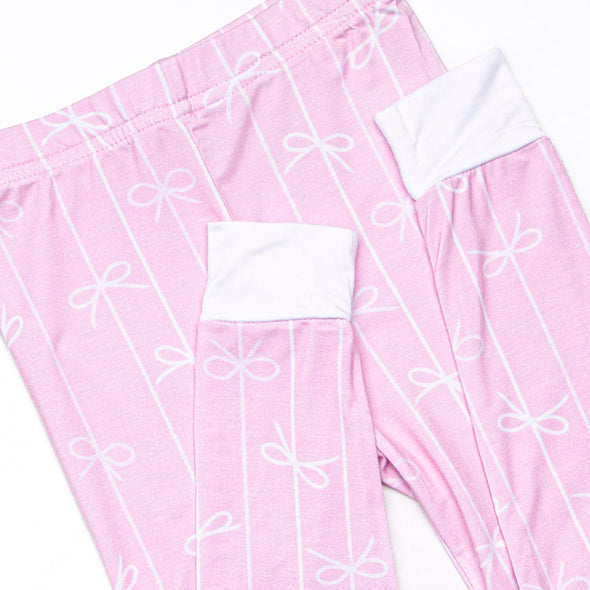 Ribbon Rows Bamboo Pajama Set, Pink