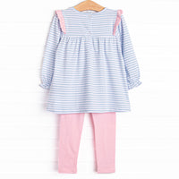 Bonnie Legging Set, Pink and Light Blue Stripe