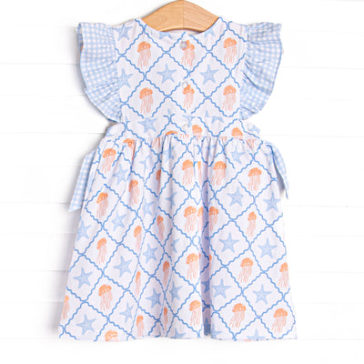 Blue Sea Stinger Side Tie Dress, Blue