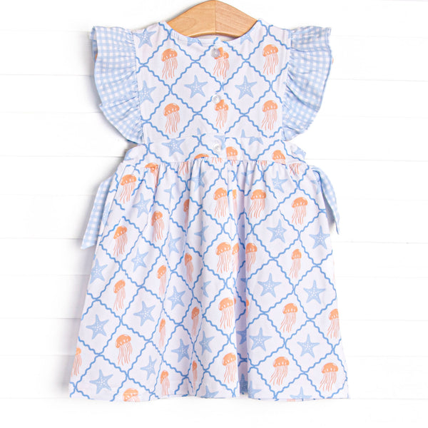Blue Sea Stinger Side Tie Dress, Blue