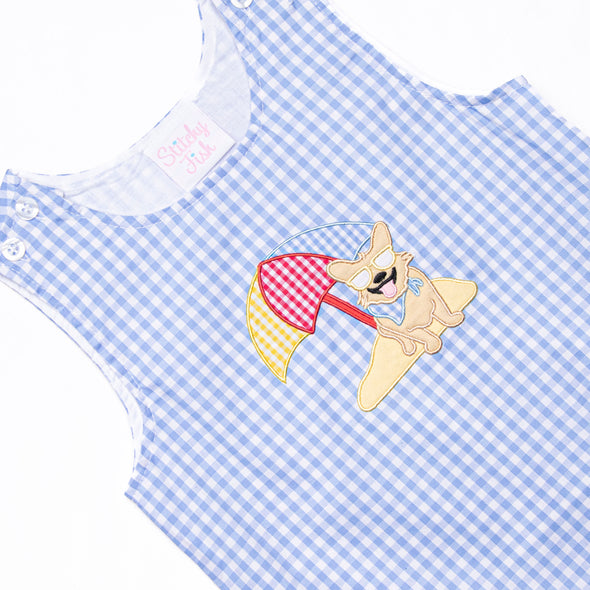 Corgi on the Coast Applique Jon Jon, Blue