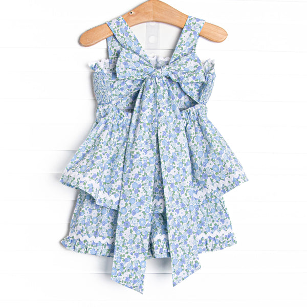 Raleigh Rose Buds Smocked Short Set, Blue