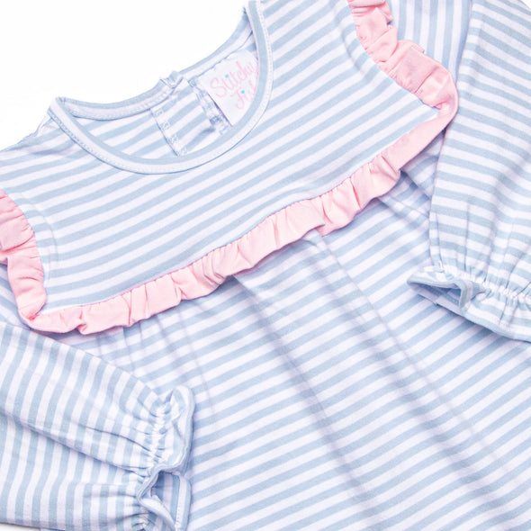 Bonnie Dress, Pink and Light Blue Stripe