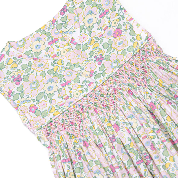 Properly Pleated Petals Smocked Bubble, Pink