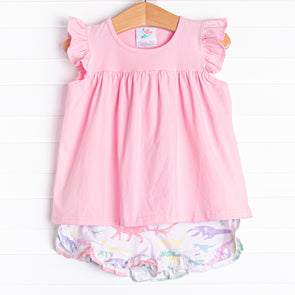 Day at Dino Park Ruffle Short Set, Pink