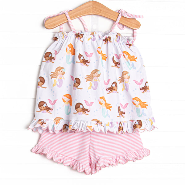 Siren Song Ruffle Short Set, Pink