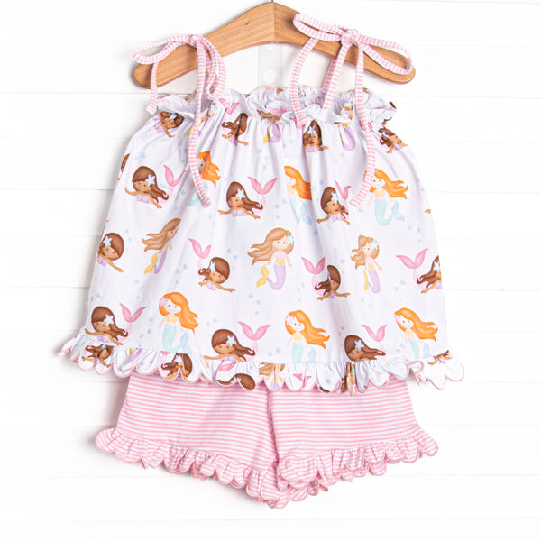 Siren Song Ruffle Short Set, Pink