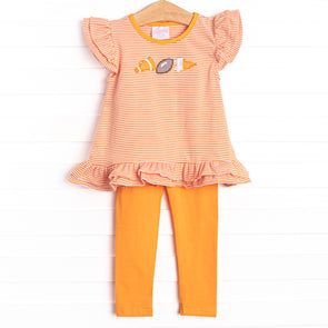 Go, Fight, Win Applique Legging Set, Orange