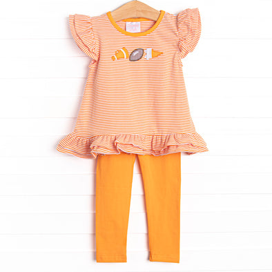 Go, Fight, Win Applique Legging Set, Orange