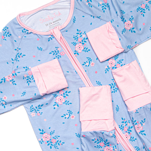 Blue Magnolia Bamboo Zippy Pajama, Blue