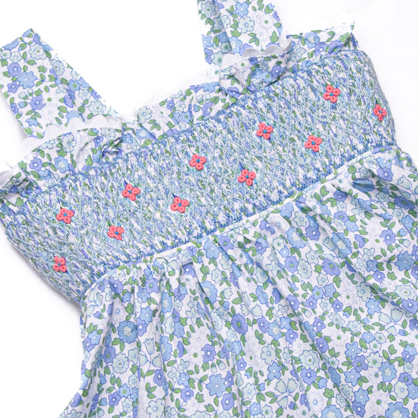 Raleigh Rose Buds Smocked Short Set, Blue