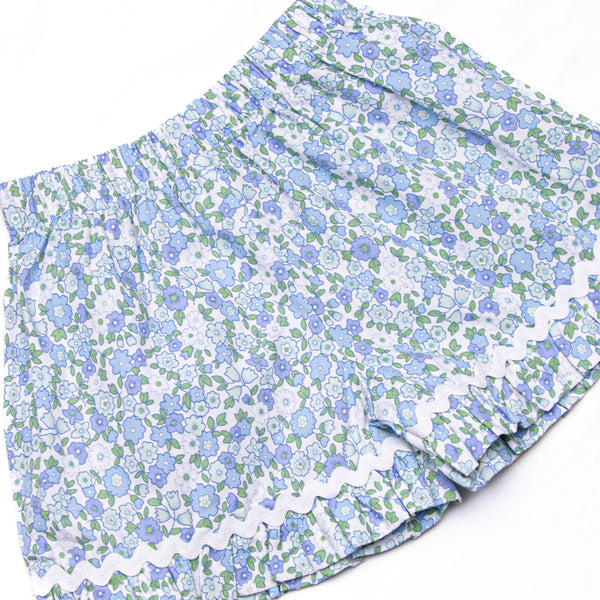 Raleigh Rose Buds Smocked Short Set, Blue