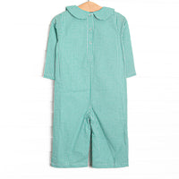 Mint Moos Applique Collared Romper, Green