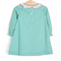 Mint Moos Applique Dress, Green