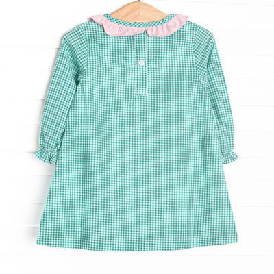 Mint Moos Applique Dress, Green