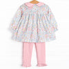 Early Fall Florals Legging Set, Pink