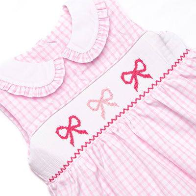 Beautiful Bows Smocked Dress, Pink
