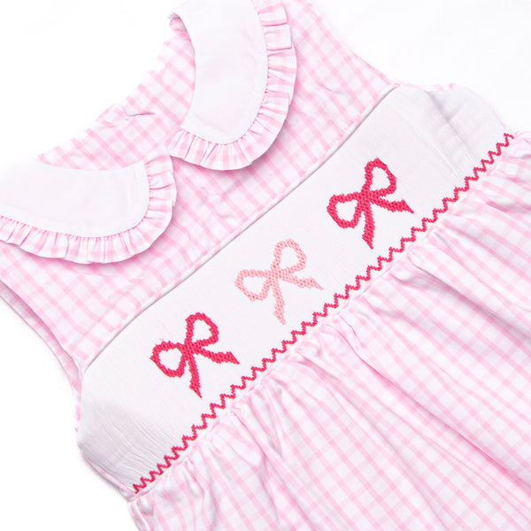 Beautiful Bows Smocked Diaper Set, Pink