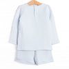 Caden Quilted Long Sleeve Short Set, Blue