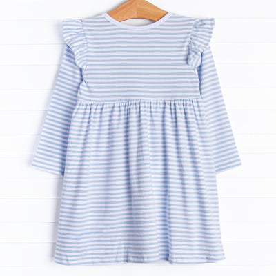 Everly Long Sleeve Dress, Blue Stripe