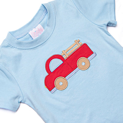 Trucking Along Applique Short Set, Red